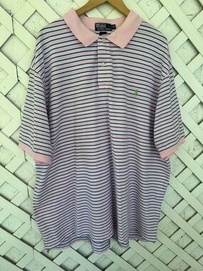 Polo Ralph Lauren Pink Striped Polo Shirt 3XB Big